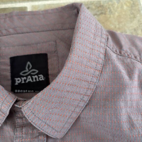 PrAna Button Down Shirt Mens Size Large Short Sleeve Collared Organic Cotton - Picture 4 of 6